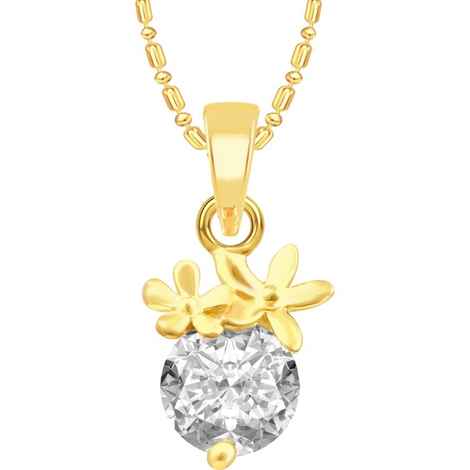 Buy Srikara Alloy Gold Plated CZ / AD Two Flower Solitaire Fashion Jewellery Pendant - SKP2470G - Purplle