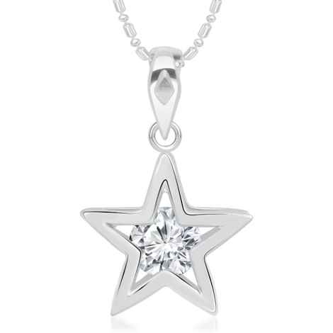 Buy Srikara Alloy Rhodium Plated Star Center CZ / AD Studded Pendant with Chain - SKP2972R - Purplle