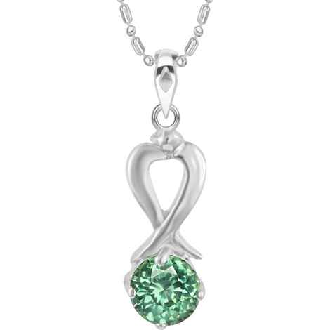 Buy Srikara Alloy Heart Drop Green Solitaire Fashion Jewellery Pendant with Chain - SKP2915R - Purplle