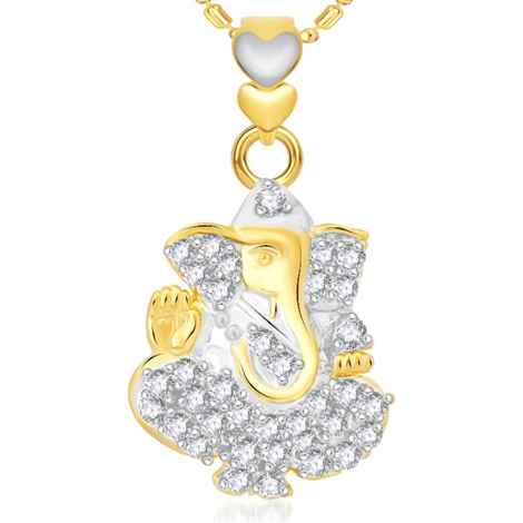 Buy Srikara Alloy Gold Plated CZ / AD Muktidaya Fashion Jewellery Pendant with Chain - SKP2056G - Purplle
