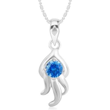 Buy Srikara Alloy Rhodium Plated AD/CZ Floral Blue Solitaire Fashion Jewelry Pendant - SKP3010R - Purplle