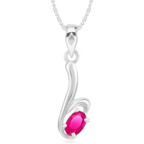 Buy Srikara Alloy Rhodium Plated CZ/AD Swirl Pink Solitaire Fashion Jewelry Pendant - SKP3023R - Purplle