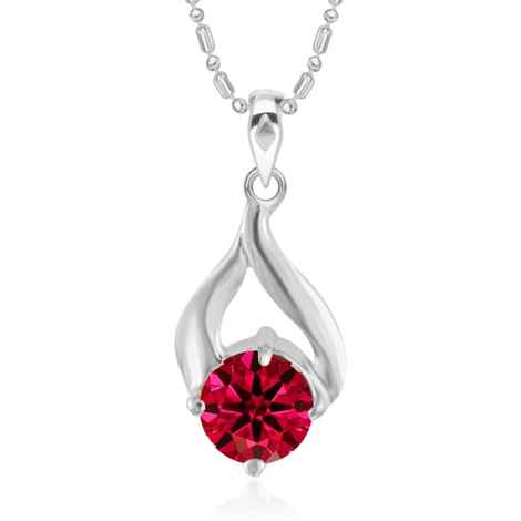 Buy Srikara Alloy CZ / AD Glittering Red Solitaire Fashion Jewellery Pendant Chain - SKP2903R - Purplle