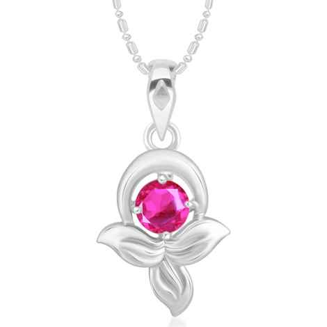 Buy Srikara Alloy Rhodium Plated CZ/AD Floral Pink Solitaire Fashion Jewelry Pendant - SKP3007R - Purplle