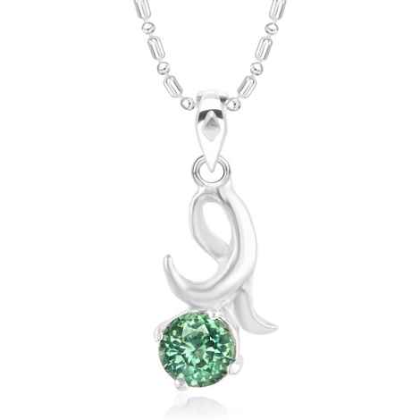 Buy Srikara Alloy CZ / AD Amazing Green Solitaire Fashion Jewelry Pendant with Chain - SKP2893R - Purplle