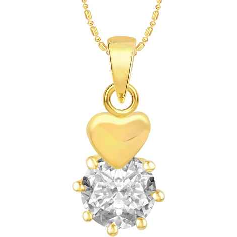 Buy Srikara Alloy Gold Plated CZ/AD Heart Solitaire Fashion Jewellery Pendant Chain - SKP2460G - Purplle