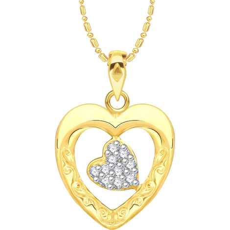 Buy Srikara Alloy Gold Plated CZ / AD Tiny Heart Fashion Jewelry Pendant with Chain - SKP2556G - Purplle