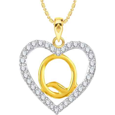 Buy Srikara Alloy Gold Plated CZ/AD Alphabet "Q" in Heart Fashion Jewelry Pendant - SKP2281G - Purplle