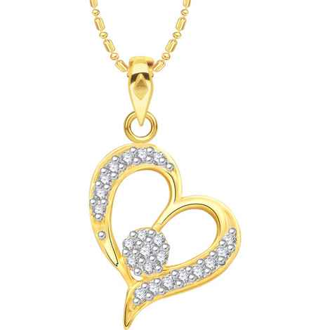 Buy Srikara Alloy Gold Plated CZ / AD Round in Heart Fashion Jewellery Pendant Chain - SKP2554G - Purplle