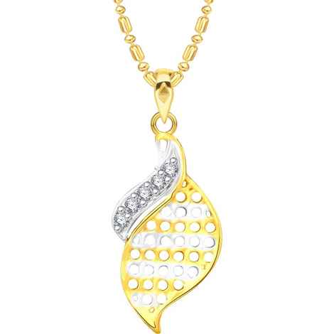 Buy Srikara Alloy Gold Plated CZ/AD Well Crafted Leaf Fashion Jewelry Pendant Chain - SKP2588G - Purplle