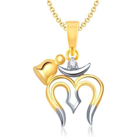 Buy Srikara Alloy Gold Plated CZ/AD Trambakesh Om Fashion Jewelry Pendant with Chain - SKP1121GA - Purplle