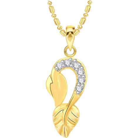 Buy Srikara Alloy Gold Plated CZ / AD Leaf Fashion Jewellery Pendant with Chain - SKP2579G - Purplle