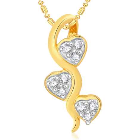 Buy Srikara Alloy Gold Plated CZ/AD Three Tiny Heart Fashion Jewellery Pendant Chain - SKP1991G - Purplle