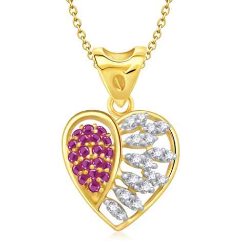 Buy Srikara Alloy Gold Plated CZ/AD Ruby & AD Studded Heart Shape Fashion Jewelry Pendant - SKP1302G - Purplle