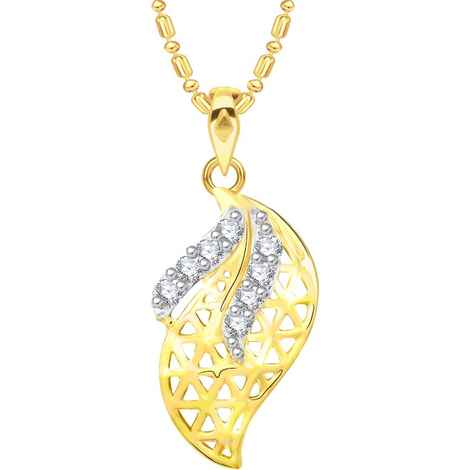 Buy Srikara Alloy Gold Plated CZ / AD Leaf Fashion Jewellery Pendant with Chain - SKP2587G - Purplle