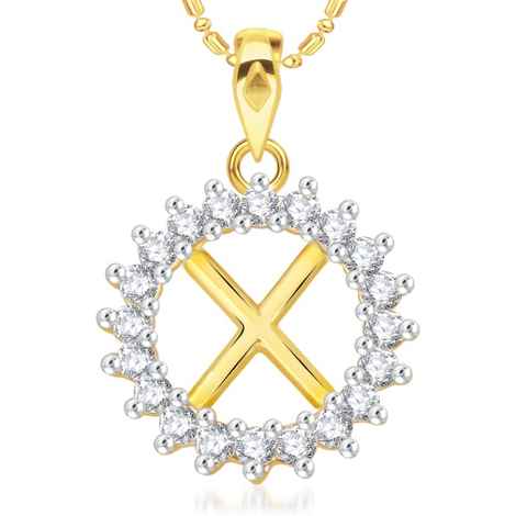 Buy Srikara Alloy Gold Plated CZ/AD Initial Letter X Fashion Jewellery Pendant Chain - SKP1970G - Purplle