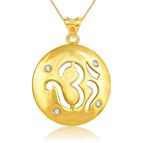 Buy Srikara Alloy Gold Plated CZ / AD Om Fashion Jewellery Pendant with Chain - SKP2331G - Purplle