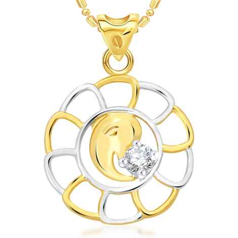 Buy Srikara Alloy Gold Plated CZ / AD Maheshwaram Fashion Jewelry Pendant with Chain - SKP2052G - Purplle