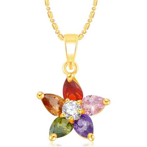 Buy Srikara Alloy Gold Plated CZ/AD Five Petal Multicolor Fashion Jewelry Pendant - SKP2373G - Purplle