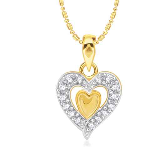Buy Srikara Alloy Gold Plated CZ/AD Ston in Heart Fashion Jewelry Pendant with Chain - SKP2135G - Purplle