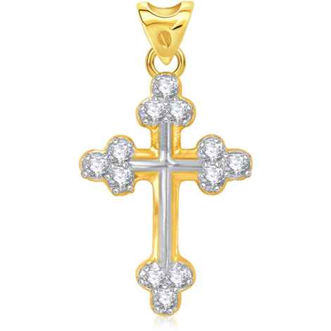 Buy Srikara Alloy Gold Plated CZ/AD Divine Cross Fashion Jewelry Pendant with Chain - SKP1615G - Purplle