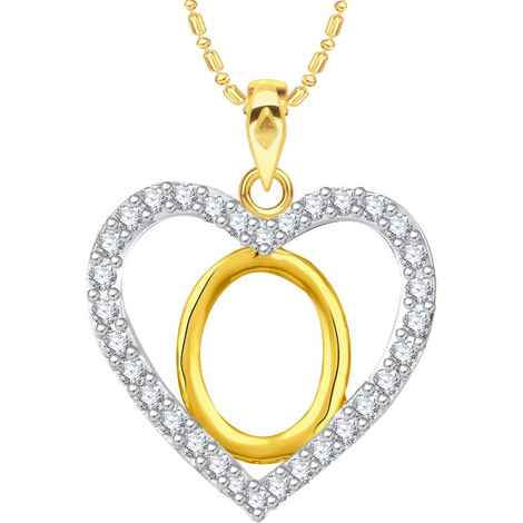 Buy Srikara Alloy Gold Plated CZ/AD Alphabet "O" in Heart Fashion Jewelry Pendant - SKP2279G - Purplle