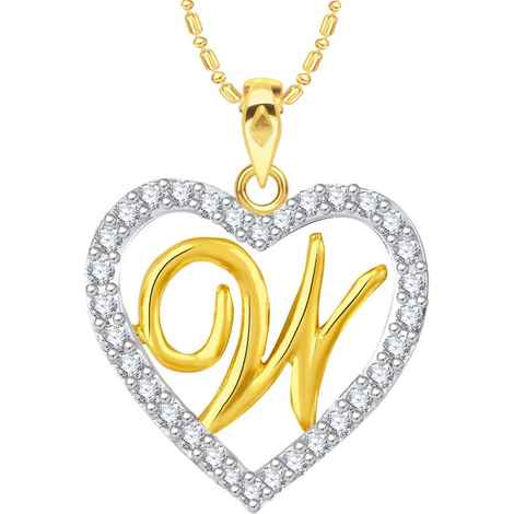 Buy Srikara Alloy Gold Plated CZ/AD Alphabet "W" in Heart Fashion Jewelry Pendant - SKP2287G - Purplle