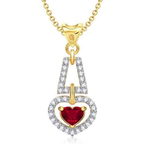 Buy Srikara Alloy Love For You Red Ruby Heart Shape Fashion Jewelry Pendant Chain - SKP1283G - Purplle