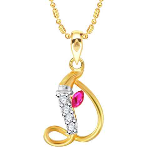 Buy Srikara Alloy Gold Plated CZ/AD Initial Letter D Ganesh Fashion Jewelry Pendant - SKP2239G - Purplle