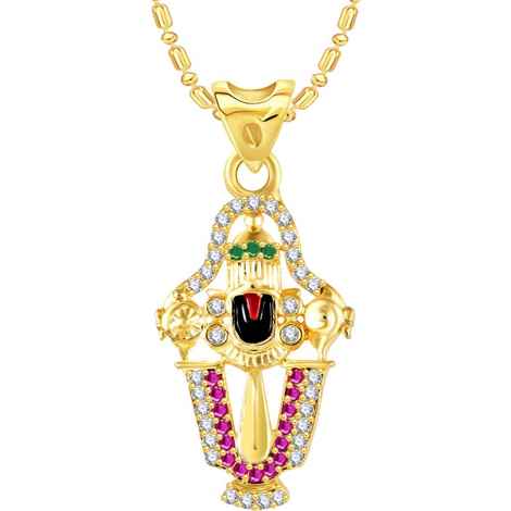 Buy Srikara Alloy Gold Plated CZ/AD Tirupati Balaji Fashion Jewellery Pendant Chain - SKP2784G - Purplle