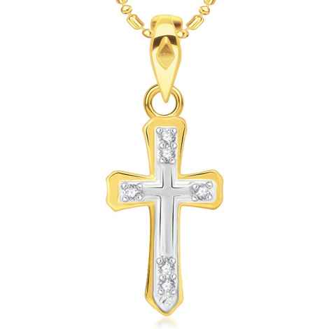 Buy Srikara Alloy Gold Plated CZ / AD The Holy Cross Fashion Jewellery Pendant Chain - SKP2041G - Purplle