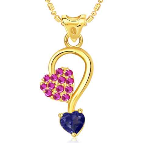 Buy Srikara Alloy Gold Plated CZ/AD Double Heart Valentine Fashion Jewelry Pendant - SKP1804G - Purplle