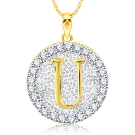 Buy Srikara Alloy Gold Plated CZ/AD Initial Letter U Fashion Jewellery Pendant Chain - SKP2203G - Purplle