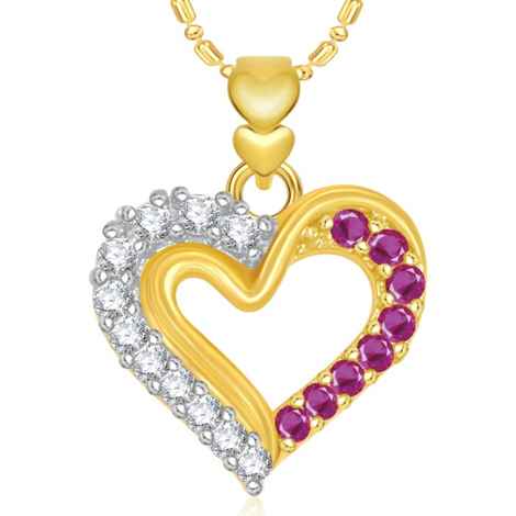 Buy Srikara Alloy Gold Plated CZ/AD Well Designed Heart Valentine Fashion Jewelry Pendant - SKP1903G - Purplle