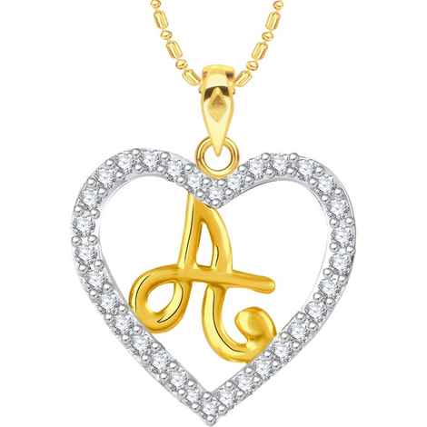 Buy Srikara Alloy Gold Plated CZ/AD Alphabet "A" in Heart Fashion Jewelry Pendant - SKP2265G - Purplle