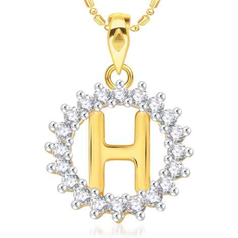 Buy Srikara Alloy Gold Plated CZ/AD Initial Letter H Fashion Jewellery Pendant Chain - SKP1954G - Purplle