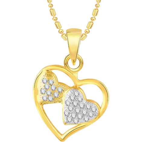 Buy Srikara Alloy Gold Plated CZ / AD Two Heart Fashion Jewellery Pendant with Chain - SKP2522G - Purplle