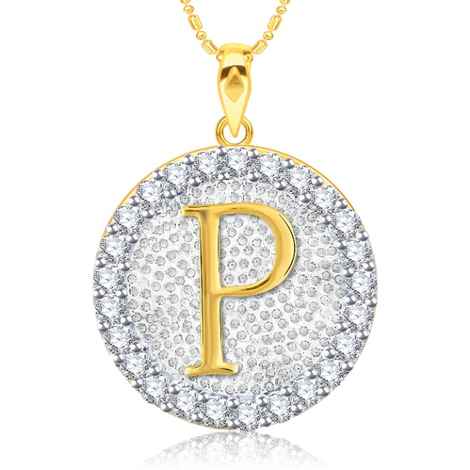 Buy Srikara Alloy Gold Plated CZ/AD Initial Letter P Fashion Jewellery Pendant Chain - SKP2198G - Purplle