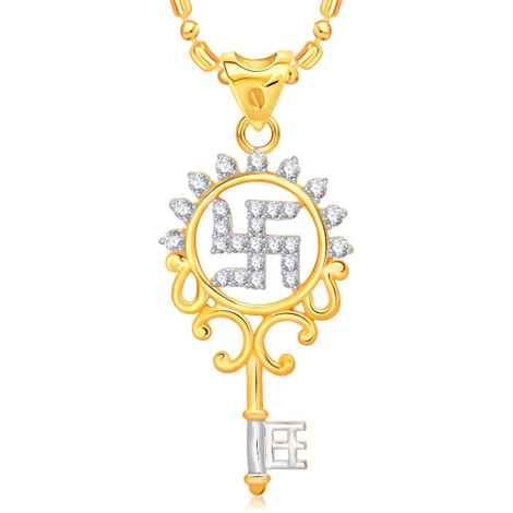 Buy Srikara Alloy Gold Plated CZ / AD Swastik Key Fashion Jewelry Pendant with Chain - SKP1520G - Purplle