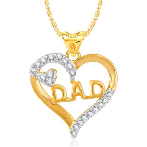 Buy Srikara Alloy Gold Plated CZ / AD Dad Fashion Jewellery Pendant with Chain - SKP2397G - Purplle