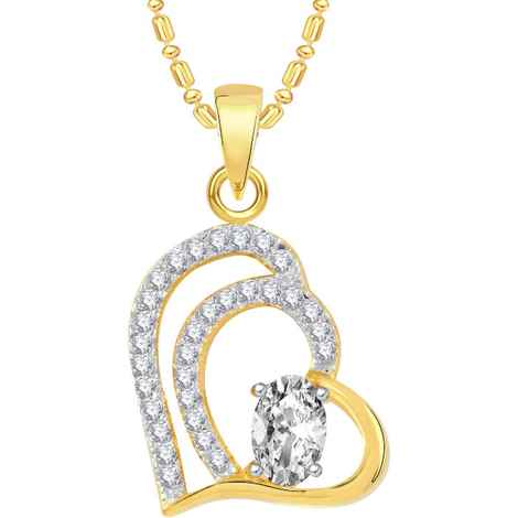 Buy Srikara Alloy Gold Plated CZ / AD Heart Fashion Jewellery Pendant with Chain - SKP2521G - Purplle