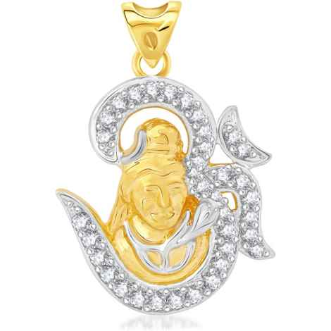 Buy Srikara Alloy Gold Plated CZ/AD Shiva With Om Fashion Jewelry Pendant with Chain - SKP2083G - Purplle