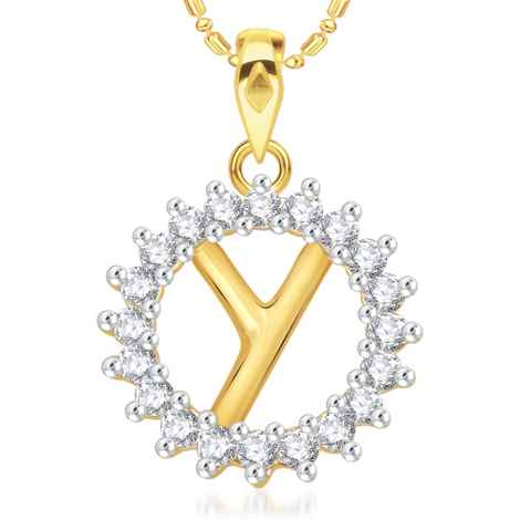 Buy Srikara Alloy Gold Plated CZ/AD Initial Letter Y Fashion Jewellery Pendant Chain - SKP1971G - Purplle