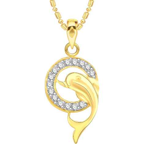 Buy Srikara Alloy Gold Plated CZ / AD Dolphin Fashion Jewellery Pendant with Chain - SKP2584G - Purplle