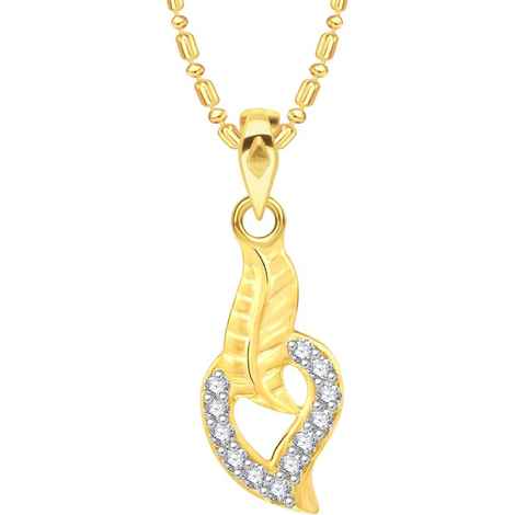 Buy Srikara Alloy Gold Plated CZ / AD Leafy Fashion Jewellery Pendant with Chain - SKP2582G - Purplle