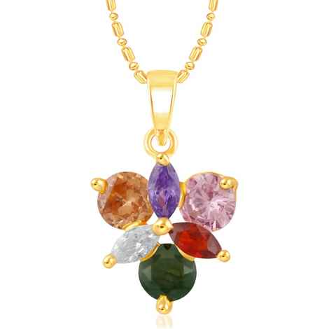 Buy Srikara Alloy Gold Plated CZ/AD Three Stones Multicolor Fashion Jewelry Pendant - SKP2381G - Purplle