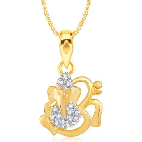 Buy Srikara Alloy Gold Plated CZ / AD Ganesha Fashion Jewellery Pendant with Chain - SKP2447G - Purplle