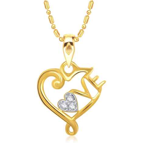 Buy Srikara Alloy Gold Plated CZ / AD Love Heart Fashion Jewelry Pendant with Chain - SKP1442G - Purplle