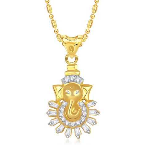 Buy Srikara Alloy Gold Plated CZ / AD Devendra Fashion Jewellery Pendant with Chain - SKP1379G - Purplle