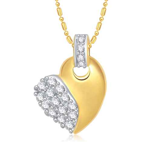 Buy Srikara Alloy Gold Plated CZ/AD True Love Heart Fashion Jewellery Pendant Chain - SKP1446G - Purplle